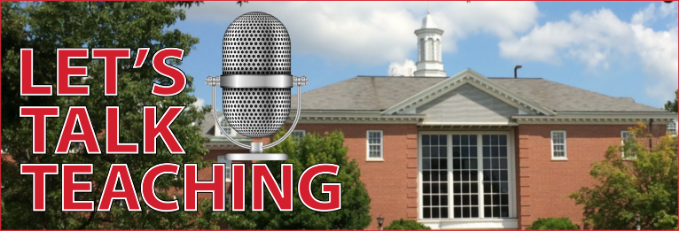 Let's Talk Teaching logo over a wide view of Fell Hall