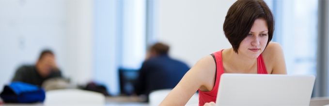 Student sitting at computer