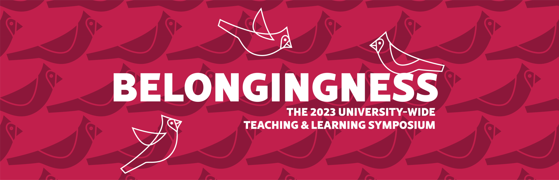 Belongingness Symposium banner - title with birds flocking nearby