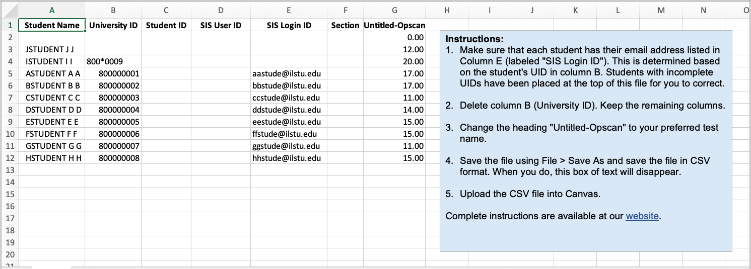 Intermediate image for importing scores for Canvas